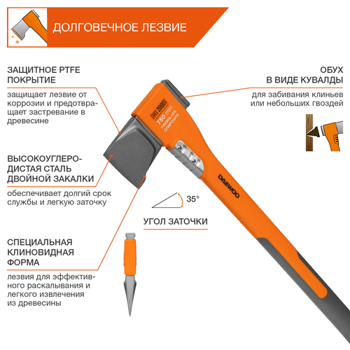 Топор-колун DAEWOO DWX 2000S, 2,кг, изображение