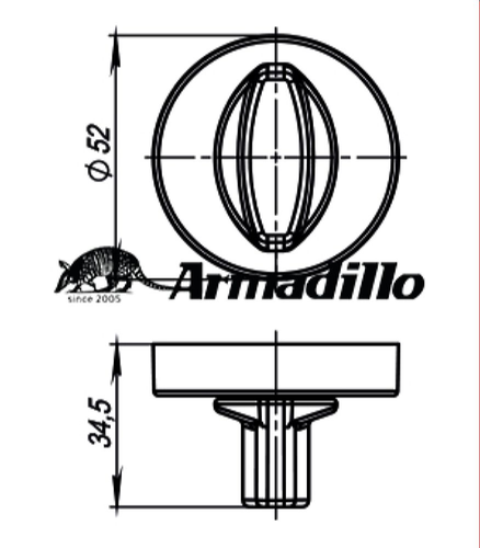 Дверная завертка Armadillo 52x34,5 мм металл бронзовая, детальное фото