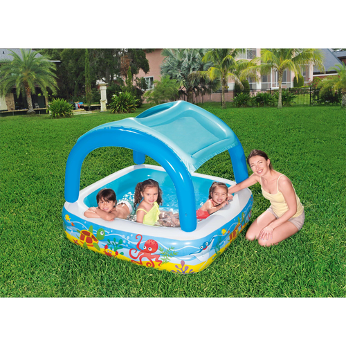 Бассейн детский надувной квадратный Bestway Canopy Play Pool 140х140 см, детальное фото