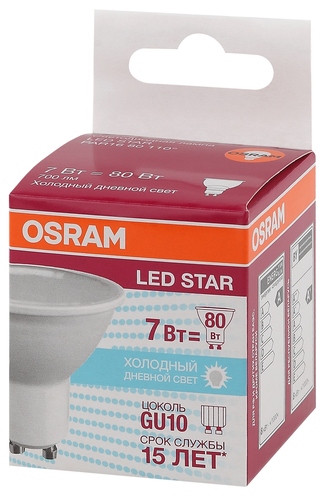 Led Лампа спот gu10 7вт 4к холод св, фотография