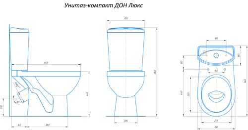 Унтаз-компакт ROSA ДОН Люкс с косым выпуском и микролифт, фото