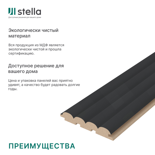 Панель Стеновая Реечная МДФ Stella Wave De Luxe Black Lead 2700x119x16 мм, картинка