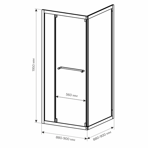 Душевой угол Calipso 90x90x195см, профиль чёрный, 6мм, изображение
