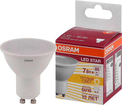 Led Лампа спот gu10 7вт 3к тепл свет, вид