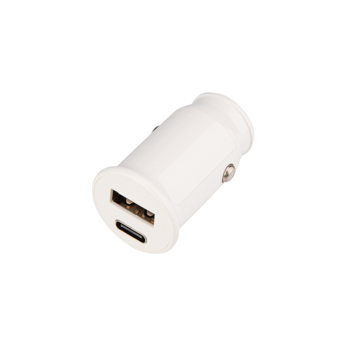 Автомобильное зарядное устройство REXANT АЗУ 2,4 А USB-A+USB-C белое, крупный план