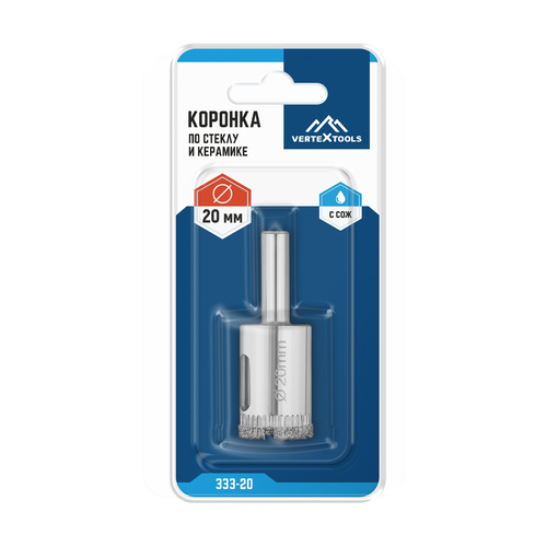 коронка по стеклу  vertextools  20мм, фотография