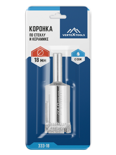 коронка по стеклу  vertextools  18мм, крупный план