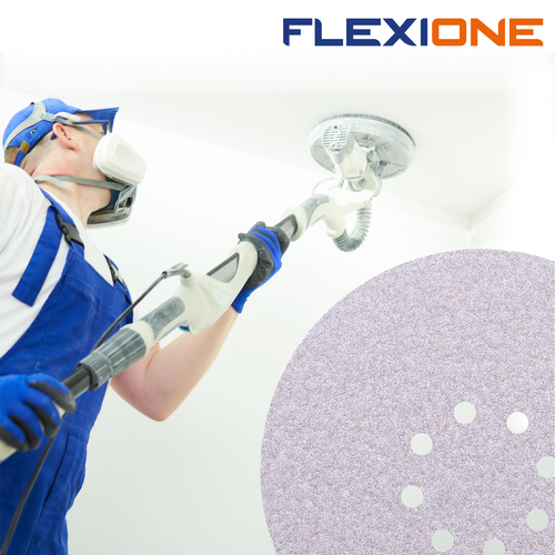 Шлифовальный диск FLEXIONE Velcro 8 отверстий P100 S 225 мм 5 шт, картинка