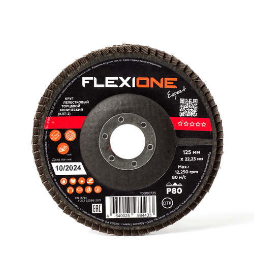 Шлифовальный круг конический FLEXIONE Expert P80 125 мм 1 шт, фото