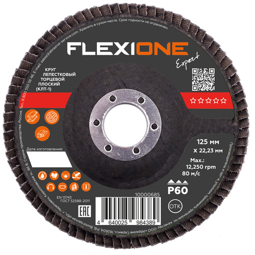 Шлифовальный круг плоский FLEXIONE Expert P60 125 мм 1 шт, крупный план