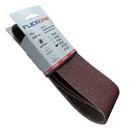 Шлифовальная лента FLEXIONE Expert P80 75х533 мм 3 шт, детальное фото