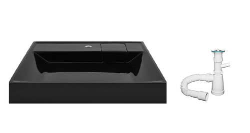 Комплект Viton Black (раковина на стиральную машину + сифон), крупный план