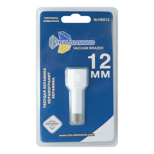 Коронка по керамограниту TRIO-DIAMOND Vacuum Brazed VB012 12 мм, изображение