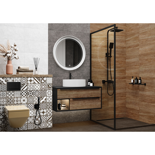Плитка Настенная Alma Ceramica Boho серый 24,9X50 см 1,1205 м², крупный план