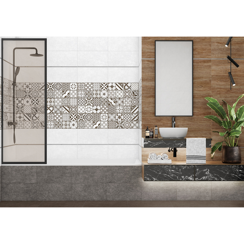 Плитка Настенная Alma Ceramica Boho серый 24,9X50 см 1,1205 м², вид