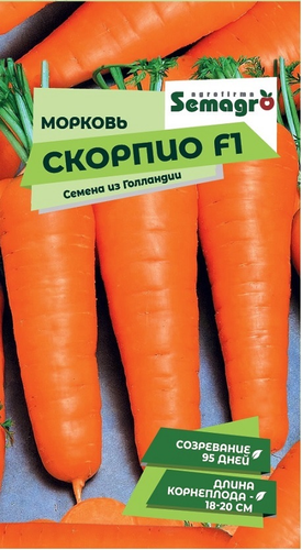 Семена Моркови SEMAGRO Скорпио F1, 0,5 г, крупный план