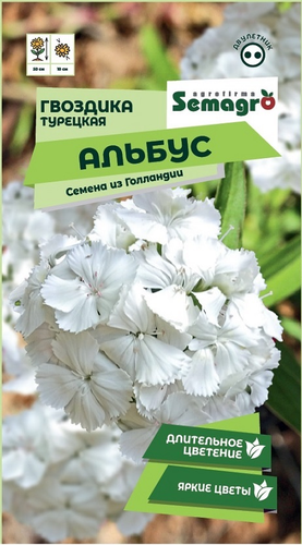 Семена Гвоздики турецкой SEMAGRO Альбус 0,3 г, картинка