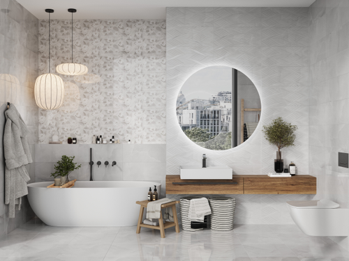 Керамогранит Moonrise белый 45X45 см 1,62 м², фотография
