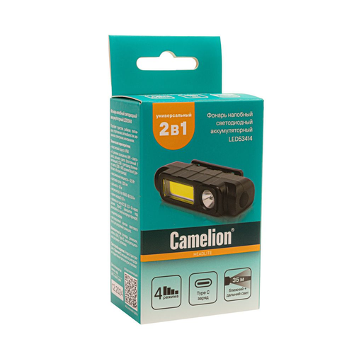 Налобный фонарь Camelion LED53414 черный, вид
