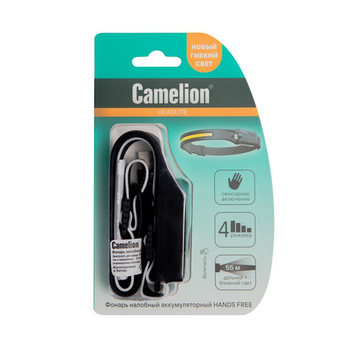 Налобный фонарь Camelion LED53406 черный, крупный план
