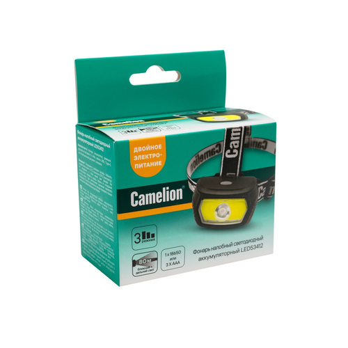 Налобный фонарь Camelion LED53412 черный, вид