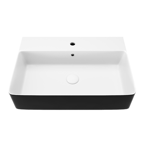 Раковина для ванной накладная Watersense Eva 60 Duo черно-белый глянец W00774, картинка