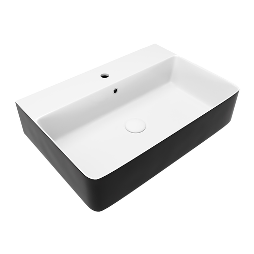 Раковина для ванной накладная Watersense Eva 60 Duo черно-белый глянец W00774, фото