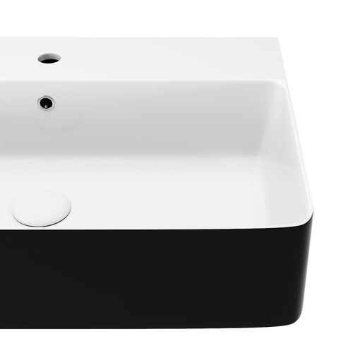 Раковина для ванной накладная Watersense Eva 60 Duo черно-белый глянец W00774, изображение