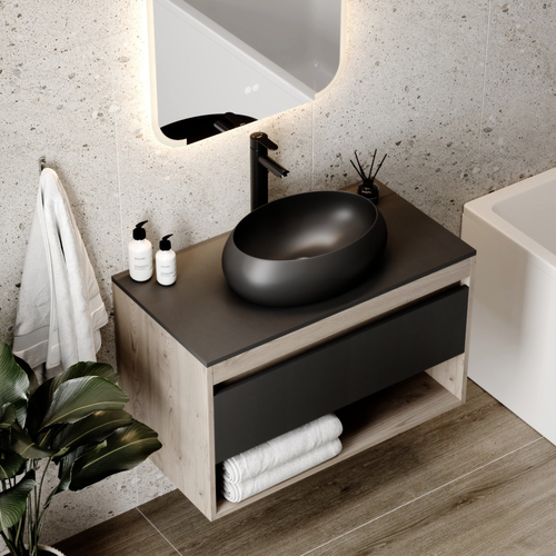 Раковина для ванной накладная Watersense Lalina 48 цвет черный матовый W00128, фото