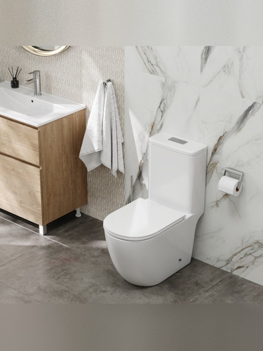Унитаз напольный моноблок Watersense Margarita Vortex, MW99746, безободковый, торнадо, сиденье дюропласт, микролифт, фото