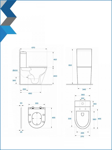 Унитаз напольный моноблок Watersense Margarita Vortex, MW99746, безободковый, торнадо, сиденье дюропласт, микролифт, вид