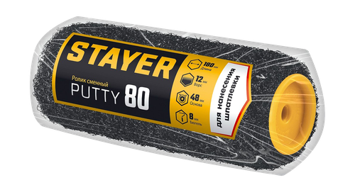 Ролик для шпатлевки Stayer Putty 80 мм 180 мм 8 мм ручка Professional (02642-18), картинка
