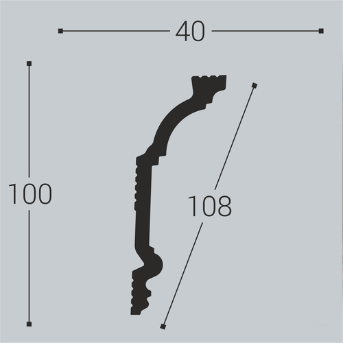 Плинтус потолочный BELLO DECO Bello Deco K3 xps 100х40 мм, вид
