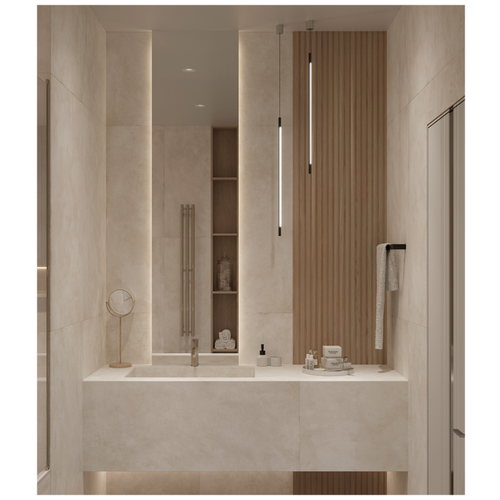 Керамогранит ARCADIA CERAMICA Цементум Бьянко бежевый матовый 60x120 см 1,44 м2, картинка