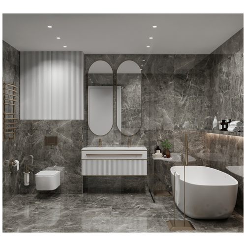 Керамогранит ARCADIA CERAMICA Флоренция Грей серый полированный 60x120 см 1,44 м2, крупный план