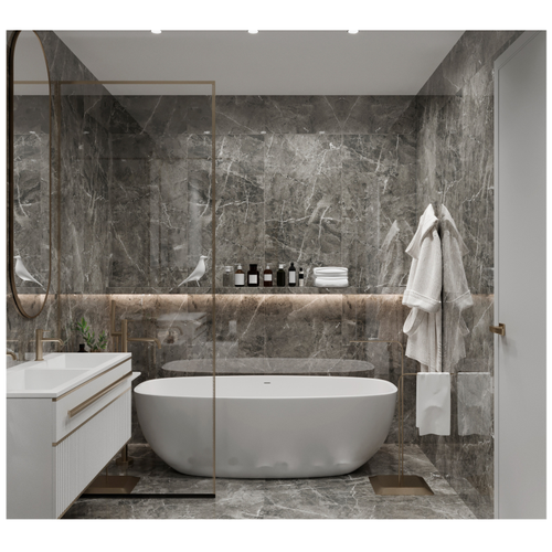 Керамогранит ARCADIA CERAMICA Флоренция Грей серый полированный 60x120 см 1,44 м2, вид