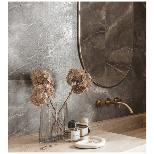 Керамогранит ARCADIA CERAMICA Палпис Неро Лаппато серый карвинг+лапато 60x120 см 1,44 м2, картинка