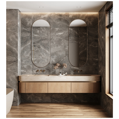 Керамогранит ARCADIA CERAMICA Палпис Неро Лаппато серый карвинг+лапато 60x120 см 1,44 м2, изображение