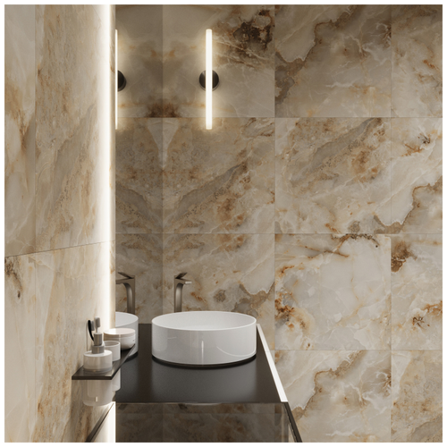 Керамогранит ARCADIA CERAMICA Инвизибл Оникс бежевый матовый 60x60 см 1,44 м2, крупный план