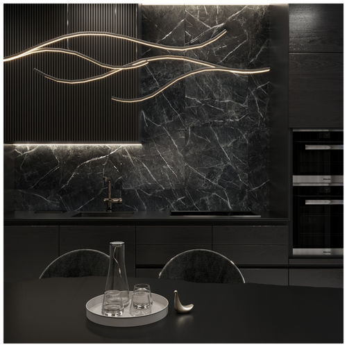 Керамогранит ARCADIA CERAMICA Кассеро Неро черный карвинг 60x60 см 1,44 м2, крупный план