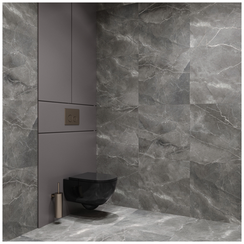 Керамогранит ARCADIA CERAMICA Палпис Неро рельеф серый карвинг 60x60 см 1,44 м2, фотография
