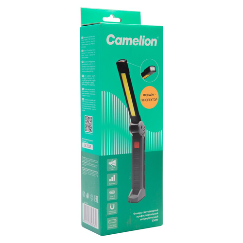 Фонарь CAMELION LED аккумуляторный E1439 3,7В 2xSMD+COB 3 режима Type-C магн, фотография