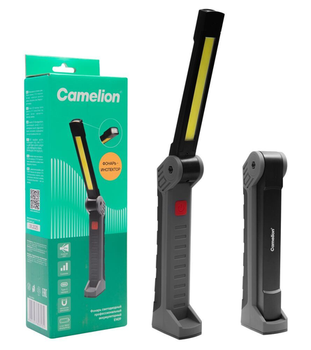 Фонарь CAMELION LED аккумуляторный E1439 3,7В 2xSMD+COB 3 режима Type-C магн, изображение