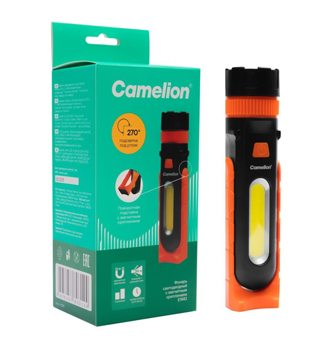 Фонарь CAMELION LED универсальный E1443 LED+COB 3XR03 магнит, детальное фото