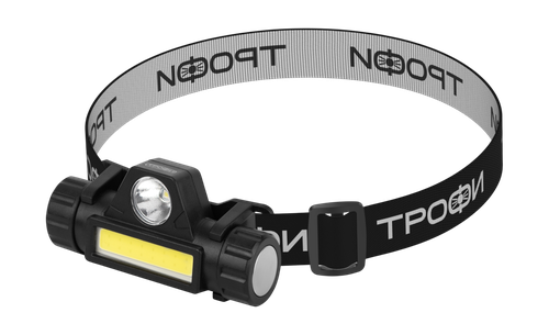 Фонарь налобный ТРОФИ светодиодный GA-101 аккум. 3 Вт COB + 3 Вт LED 2 режима магн, вид