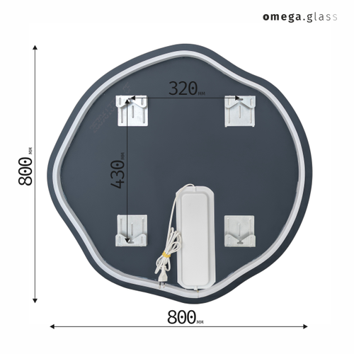 Зеркало OMEGA GLASS с подсветкой Gemy 8 80х80, фотография