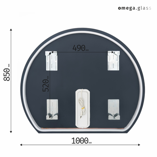Зеркало OMEGA GLASS с подсветкой Tronco D 100х85, вид