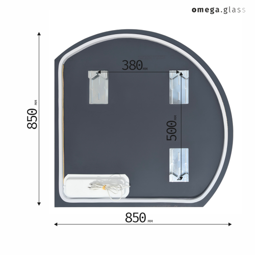 Зеркало OMEGA GLASS с подсветкой Tronco L 85х85, изображение