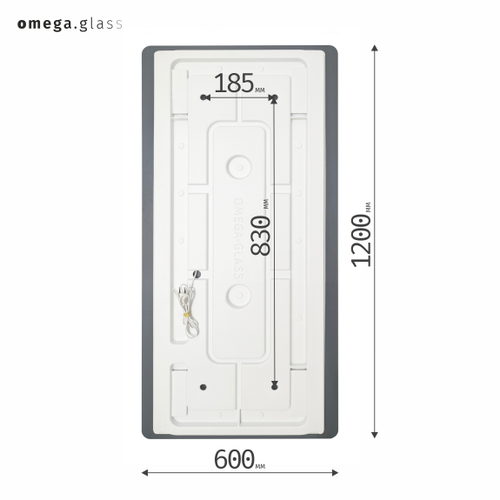 Зеркало OMEGA GLASS с подсветкой Jumbo 4 60х120, вид