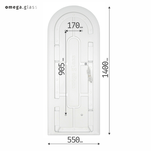 Зеркало OMEGA GLASS с подсветкой Jumbo N 55х140, изображение
